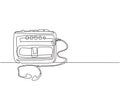 One single line drawing of retro old classic portable radio tape with earphone. Vintage mobile cassette player item concept Royalty Free Stock Photo