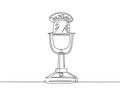 One single line drawing of retro old classic radio microphone for broadcasting. Vintage loudspeaker announcer item concept