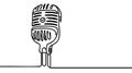 One continuous single line drawing of retro old classic radio microphone for broadcasting. Royalty Free Stock Photo