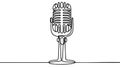 One continuous single line drawing of retro old classic radio microphone for broadcasting. Royalty Free Stock Photo