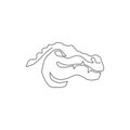 One single line drawing of scary head river swamp alligator for logo identity. Reptile animal crocodile concept for national zoo