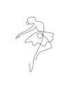 One single line drawing sexy woman ballerina vector illustration. Minimalist pretty ballet dancer show dance motion concept. Wall