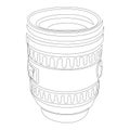 One single line drawing of slr or dslr lens. Photography equipment concept continuous line draw design illustration