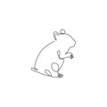 One single line drawing of standing cute hamster for domestic logo identity. Rodent animal mascot concept for pet lover club icon Royalty Free Stock Photo