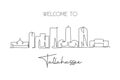 One single line drawing Tallahassee city skyline, Florida. World historical town landscape poster art. Best holiday destination.