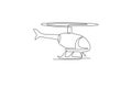 One single line drawing of vector flying helicopter vector illustration. Air transportation vehicle concept. Modern continuous