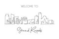 One single line drawing visit Grand Rapids city skyline, Michigan. World beauty town landscape. Best holiday destination. Editable Royalty Free Stock Photo