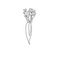 One single line drawing of whole healthy organic white radish for farm logo identity. Fresh Japanese daikon concept for vegetable