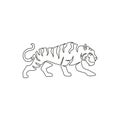 One single line drawing of wild Sumatra tiger for company business logo identity. Strong Bengal big cat animal mascot concept for