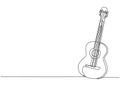 One single line drawing of wooden acoustic guitar. Trendy stringed music instruments concept continuous line graphic draw design Royalty Free Stock Photo