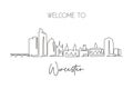 One single line drawing Worcester city skyline, Massachusetts. World historical town landscape art. Best holiday destination Royalty Free Stock Photo