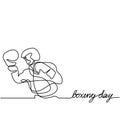 One single line drawing of young energetic man boxer practicing punch action. Boxer or fighter make a beat punch with hand. Modern