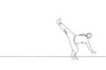 One single line drawing of young energetic man capoeira dancer perform dancing fight graphic vector illustration. Traditional