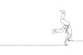 One single line drawing of young energetic man capoeira dancer perform dancing fight vector graphic illustration. Traditional