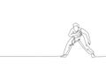 One single line drawing of young energetic man capoeira dancer perform dancing fight vector graphic illustration. Traditional