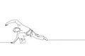 One single line drawing of young energetic man capoeira dancer perform dancing fight vector illustration graphic. Traditional