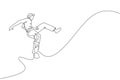 One single line drawing of young energetic man capoeira dancer perform jump dancing fight vector illustration. Traditional martial
