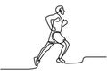 One single line drawing of young energetic man runner run relax vector illustration. Sport man doing exercise. Person running