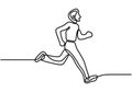 One single line drawing of young energetic man runner run relax vector illustration. Sport man doing exercise