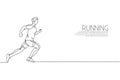 One single line drawing of young energetic man runner running fast graphic vector illustration. Individual sports, training Royalty Free Stock Photo