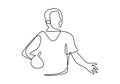 One single line drawing of young energetic man table tennis player ready to hit the ball vector illustration. Sport exercise Royalty Free Stock Photo