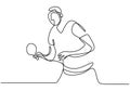 One single line drawing of young energetic man table tennis player ready to hit the ball vector illustration. Sport exercise Royalty Free Stock Photo