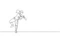 One single line drawing of young energetic woman baseball player practice throw the ball vector illustration. Sport training Royalty Free Stock Photo