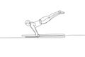 One single line drawing of young handsome gymnast man exercising parallel bars vector graphic illustration. Healthy lifestyle and Royalty Free Stock Photo