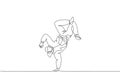 One single line drawing of young modern street dancer man with hoodie performing hip hop dance on the stage vector graphic Royalty Free Stock Photo