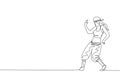 One single line drawing of young modern street dancer woman with hat performing hip hop dance on the stage vector graphic Royalty Free Stock Photo