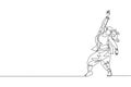 One single line drawing of young modern street dancer woman with hat performing hip hop dance on the stage vector illustration Royalty Free Stock Photo