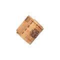 One single mexican peso 500 bill folded and isolated on white background Royalty Free Stock Photo