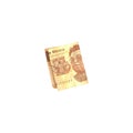 One single mexican peso 500 bill folded and isolated on white background Royalty Free Stock Photo