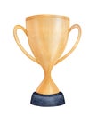 Champion golden trophy cup watercolour sketch. Royalty Free Stock Photo