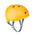 Bright yellow solid multi-sport helmet for adult or children. Royalty Free Stock Photo