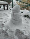 snowman in a white snow nature