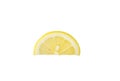 One slice of lemon citrus fruit an isolated on white background Royalty Free Stock Photo