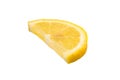 One slice of lemon citrus fruit isolated on white background. Lemon slice with shadow Royalty Free Stock Photo