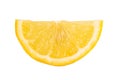 One slice of lemon citrus fruit isolated on white background. Lemon slice with shadow Royalty Free Stock Photo