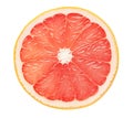 One slice of pink grapefruit isolated on white background Royalty Free Stock Photo