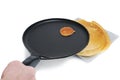 One small slapjack on frying pan Royalty Free Stock Photo