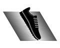 One sneaker on abstract shelf. Sport shoe for running. Black and white silhouette. Sport footwear for men and women. Royalty Free Stock Photo