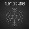 Chalk Snowflake and Merry Christmas Royalty Free Stock Photo
