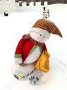 Snowman in Christmas dress Royalty Free Stock Photo