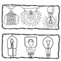 One solid line drawing of Light bulb. Idea sign, solution, thinking concept