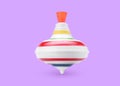 One spinning top in motion on violet background. Toy whirligig