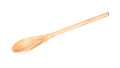 one spoon made of natural wood on a white insulated background