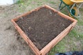 one square foot vegetable garden made with ceramic rasillon or bricks