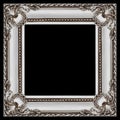one square grey and silver wooden frame isolated on black