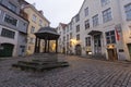 One square in old town Tallin with Christmas tree Royalty Free Stock Photo